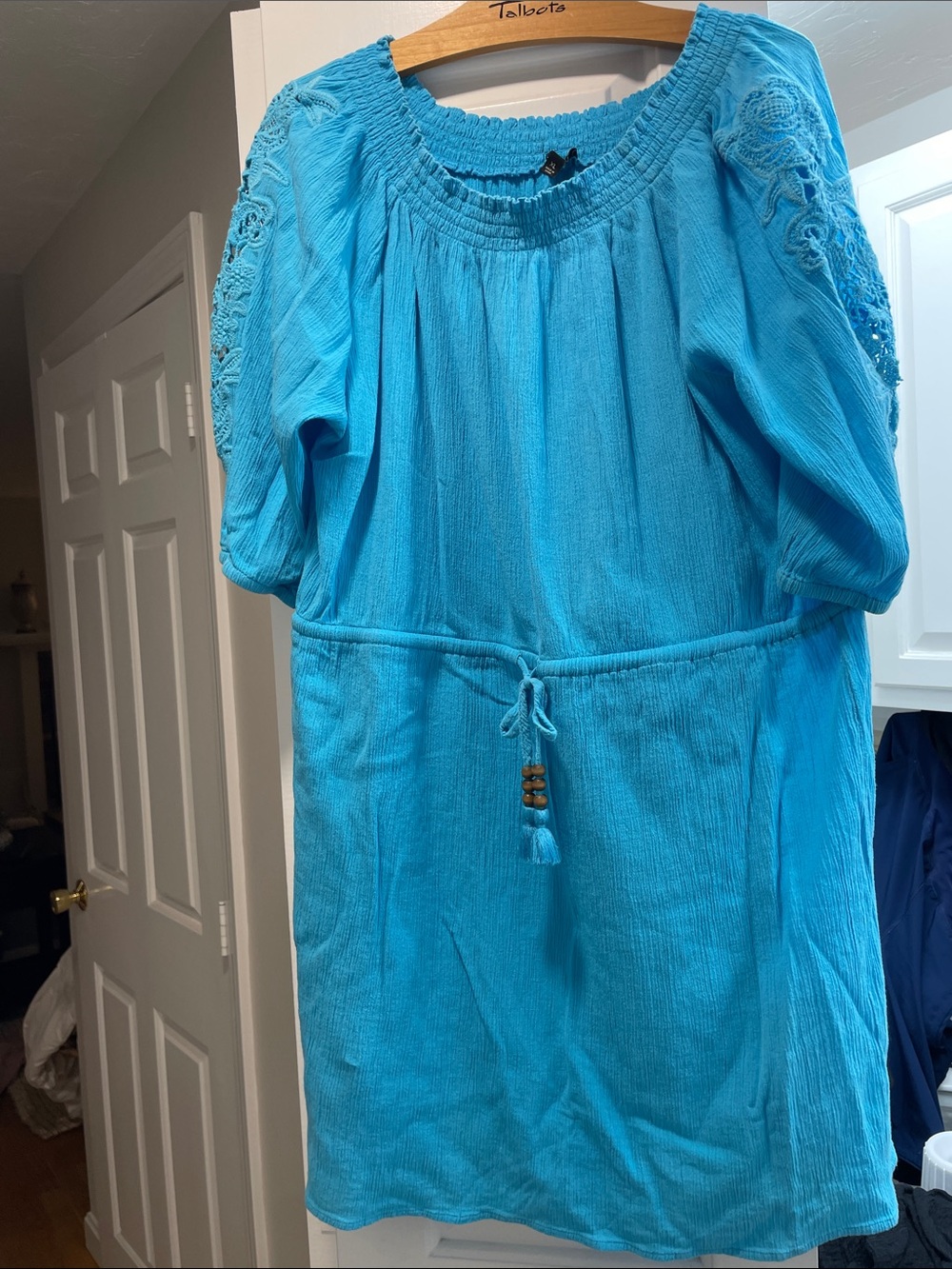 Talbots Turquoise Blue Swim Coverup with Tassel Tie